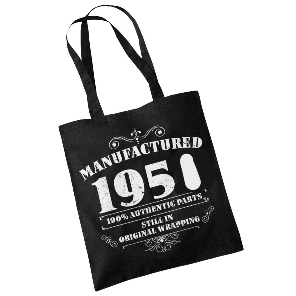 MANUFACTURED IN 1951 BIRTHDAY TOTE 75TH BLACK WHITE